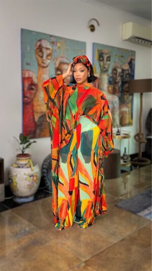 Isimi Pant Set In Orange/Green