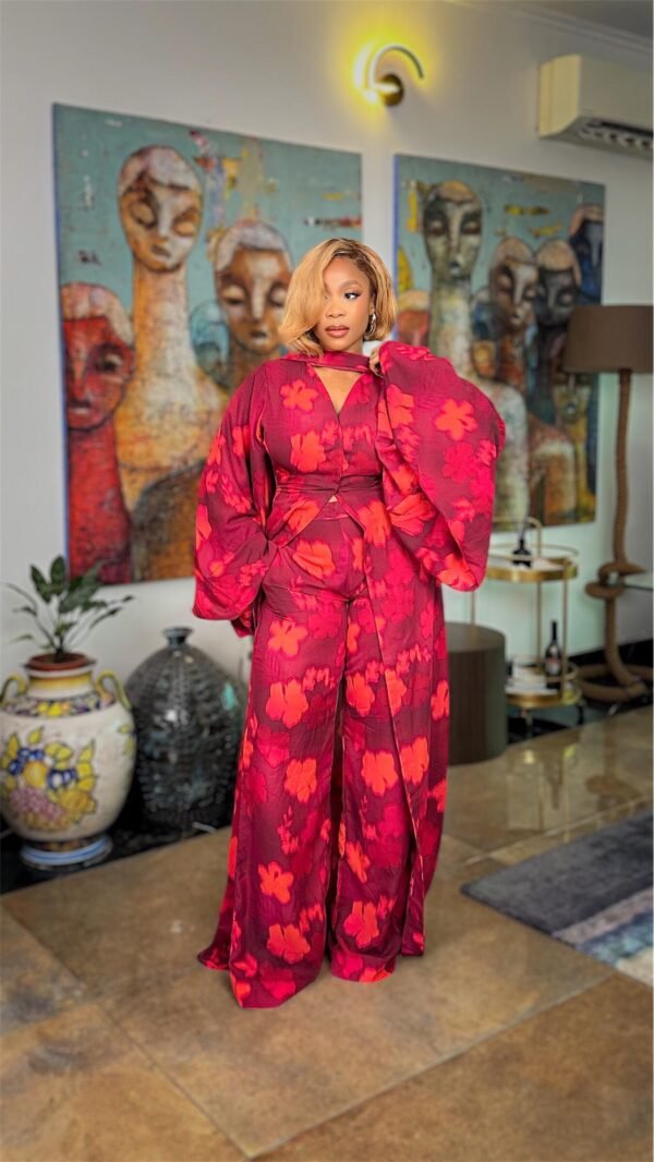Hafsat Pant Set In Red - Image 2