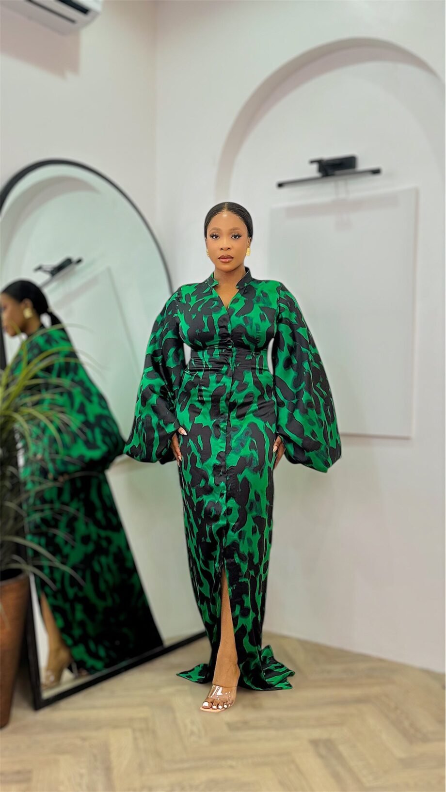 Hafsat Dress In Black/Green